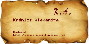 Kránicz Alexandra névjegykártya